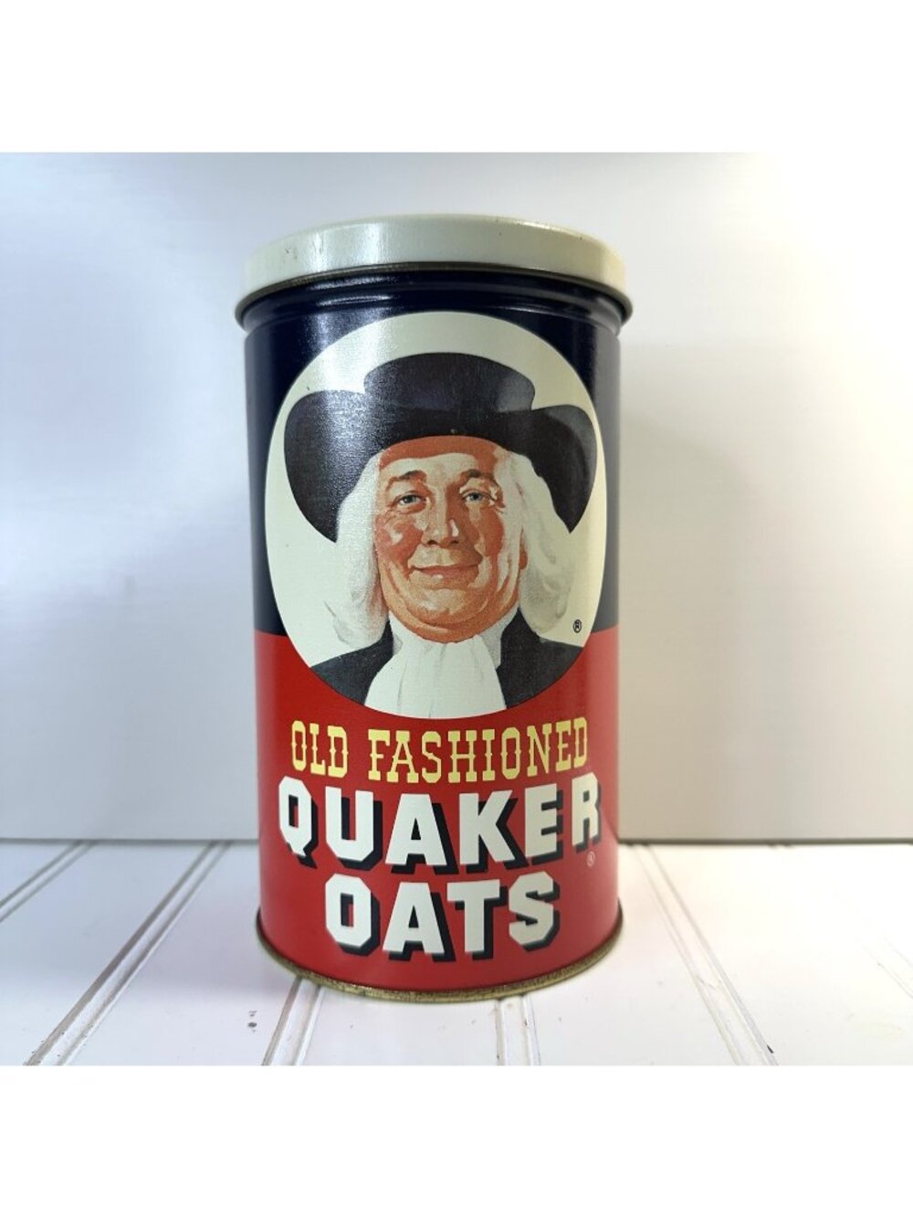 Vintage 1982 Old Fashioned Quaker Oats Tin Can Retro Collector's Limited Edition